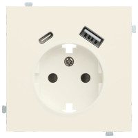 Розетка электрическая с зарядным устройством USB A+C Кремовый сатин